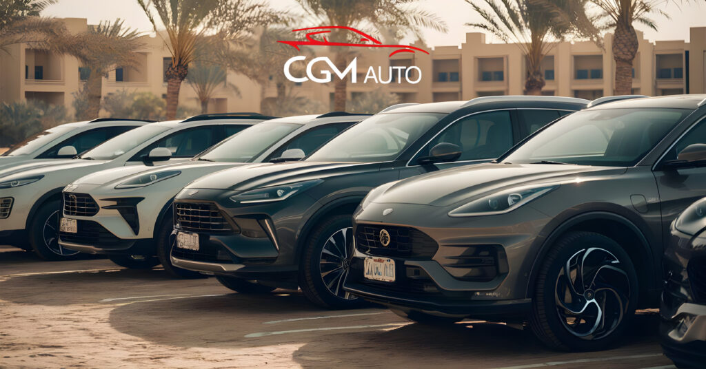 A lineup of high-end luxury SUVs at CGM Auto, specializing in premium car imports and Car Export from Dubai